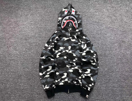 BAPE CITY CAMO SHARK WGM FULL ZIP HOODIE BLACK-Drip Store Argentina