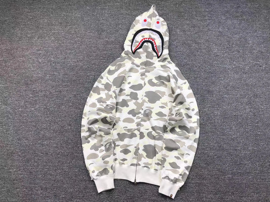 BAPE CITY CAMO SHARK WGM FULL ZIP HOODIE WHITE-Drip Store Argentina
