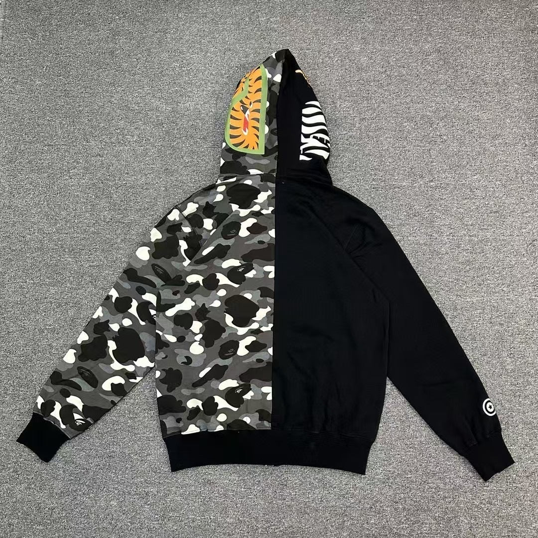 BAPE City Camo Tiger Shark Full Zip Hoodie Black