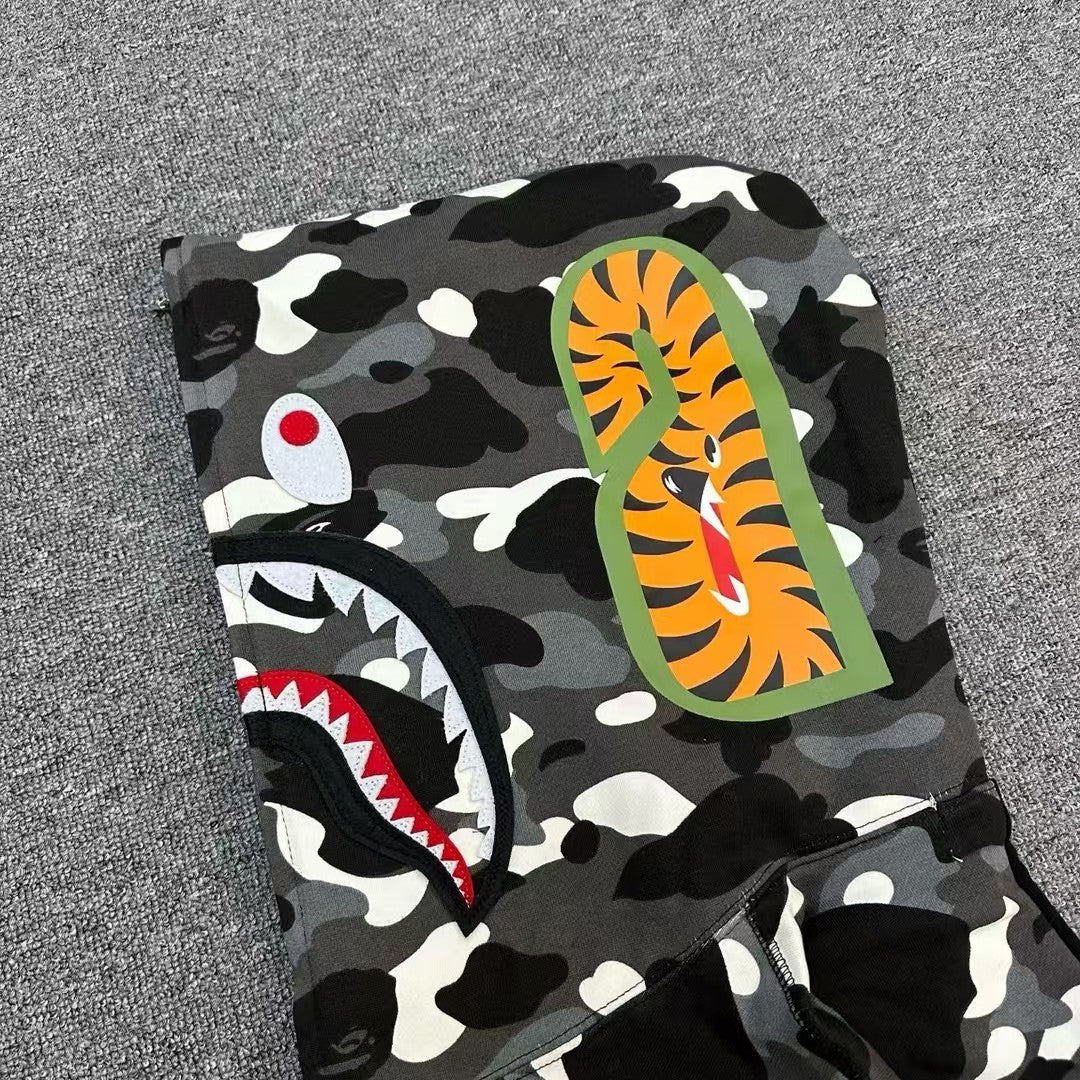 BAPE City Camo Tiger Shark Full Zip Hoodie Black