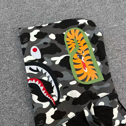 BAPE City Camo Tiger Shark Full Zip Hoodie Black