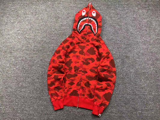 BAPE COLOR CAMO SHARK FULL ZIP HOODIE RED-Drip Store Argentina