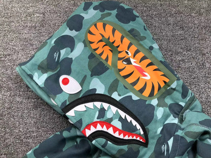 BAPE COLOR CAMO SHARK WIDE FULL ZIP DOUBLE HOODIE GREEN-Drip Store Argentina