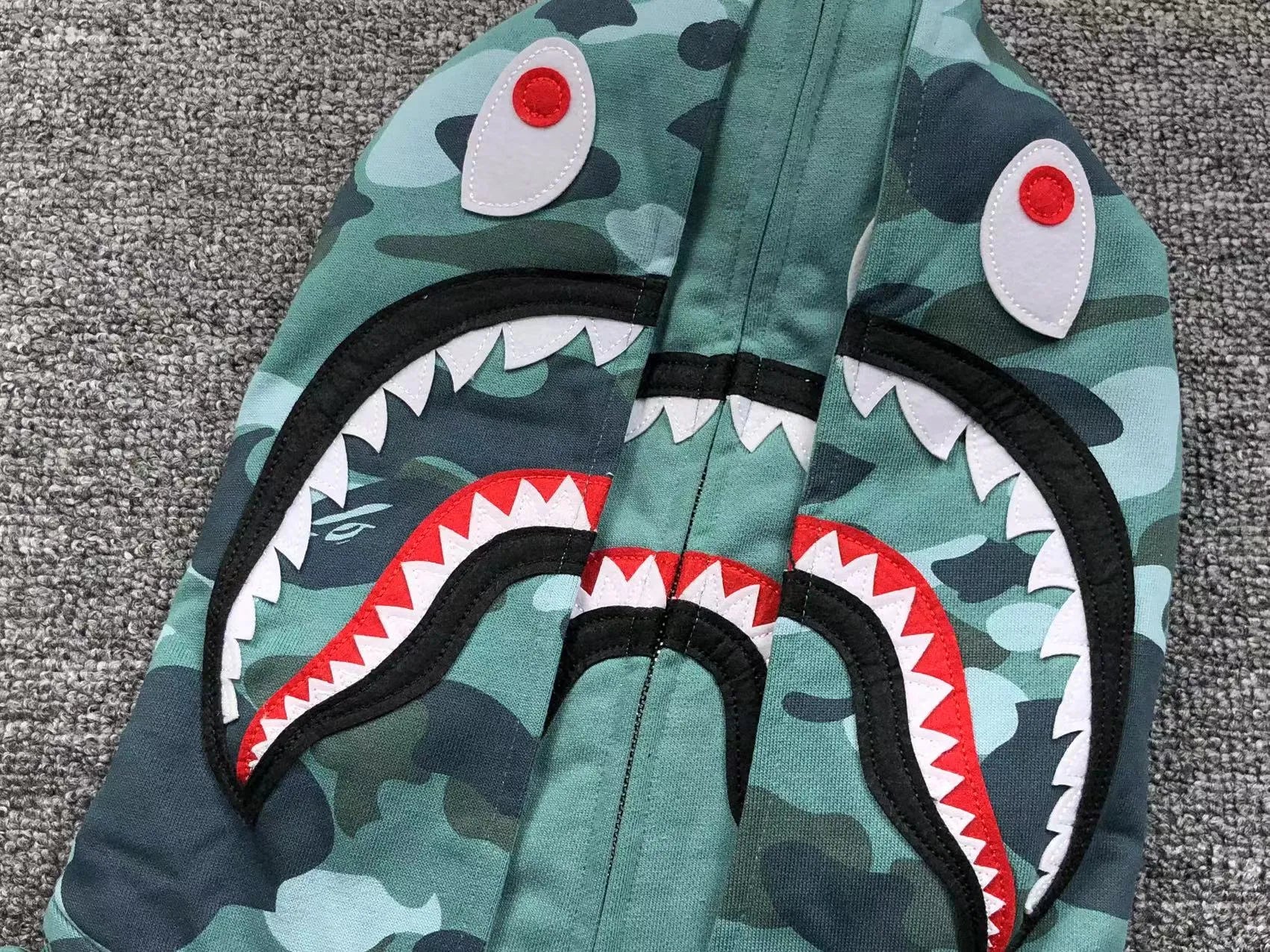 BAPE COLOR CAMO SHARK WIDE FULL ZIP DOUBLE HOODIE GREEN-Drip Store Argentina