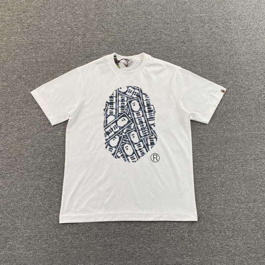 Bape Japanese Cloud Camo Label Tee White