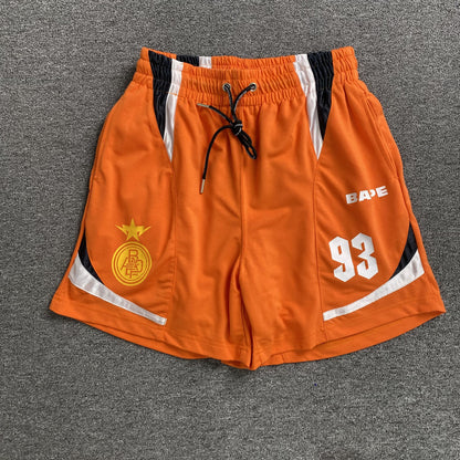 Bape Multi Logo Soccer Shorts Orange