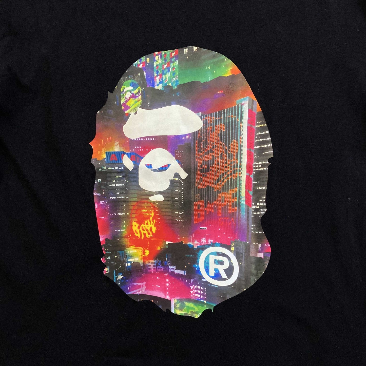 Bape Neon Tokyo Big Ape Head Tee Black