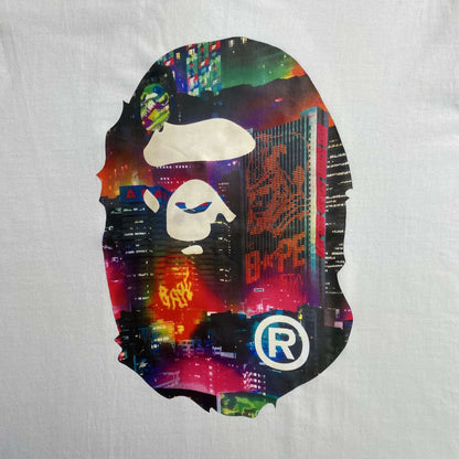 Bape Neon Tokyo Big Ape Head Tee White
