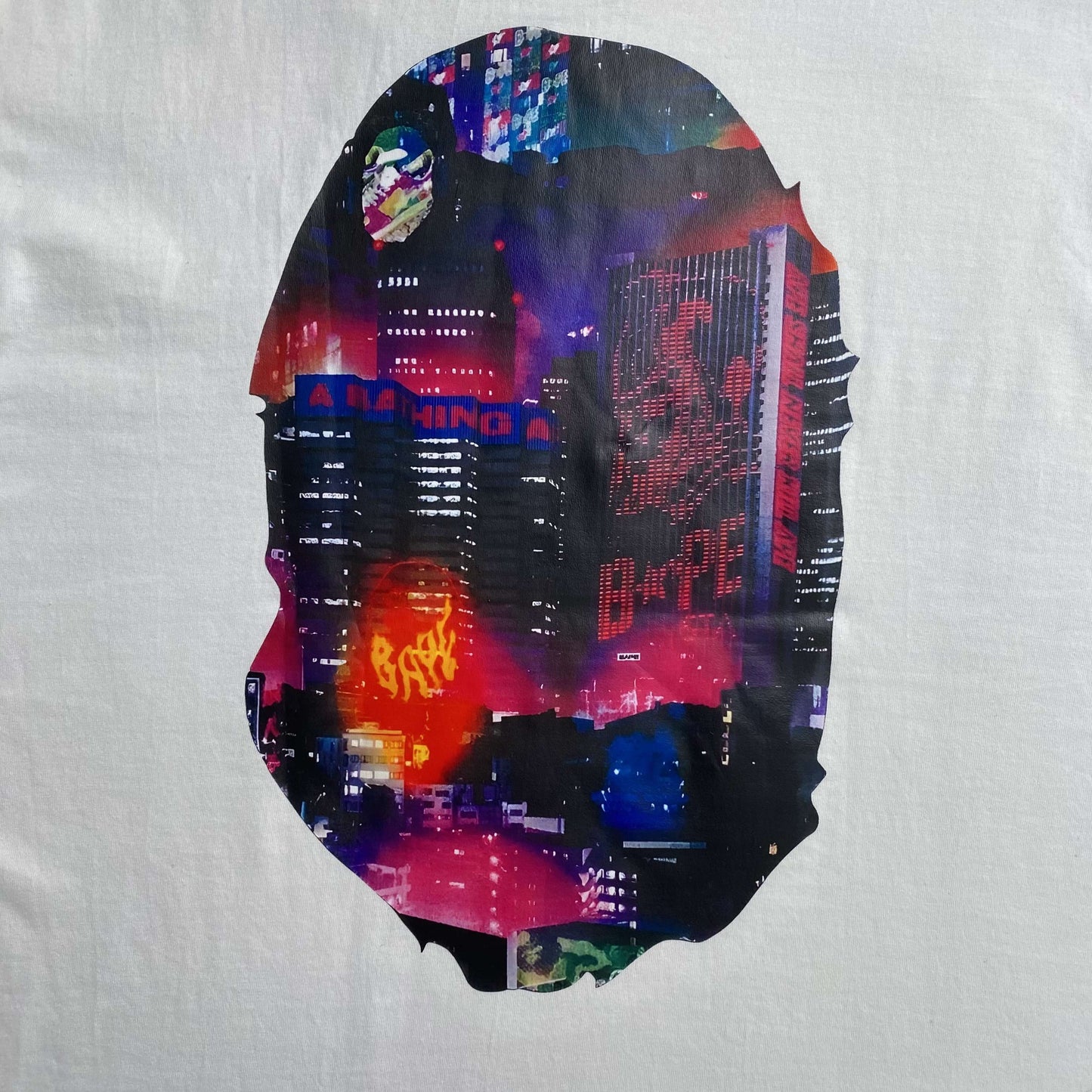 Bape Neon Tokyo Big Ape Head Tee White