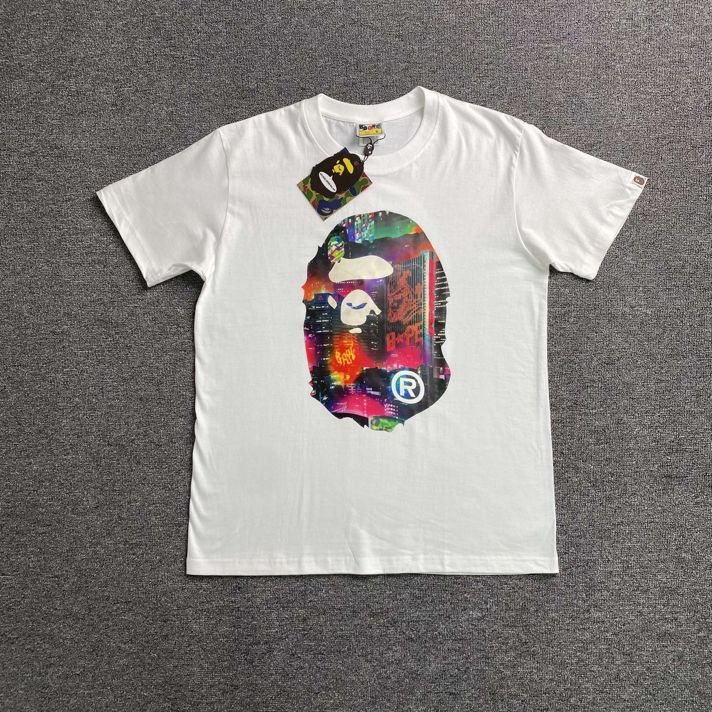 Bape Neon Tokyo Big Ape Head Tee White