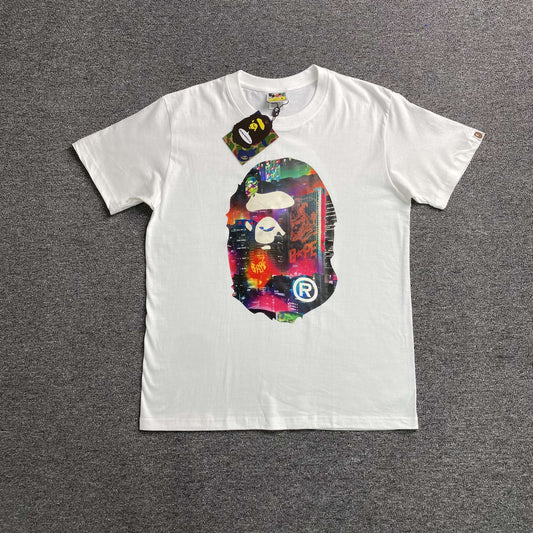 Bape Neon Tokyo Big Ape Head Tee White