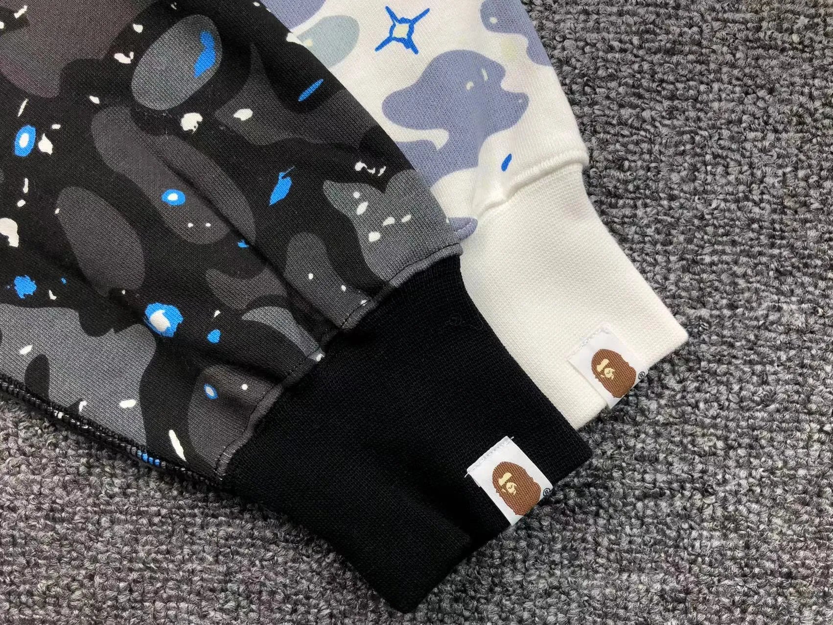 BAPE SPACE CAMO SHARK FULL ZIP DOUBLE HOODIE WHITE-Drip Store Argentina