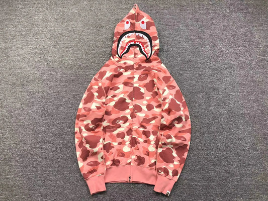 BAPE X BARBIE DOT CAMO SHARK FULL ZIP HOODIE PINK-Drip Store Argentina
