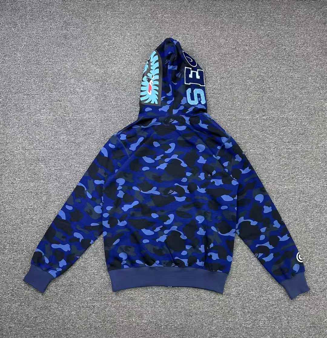 BAPE x Stray Kids Changbin Shark Full Zip Hoodie Navy