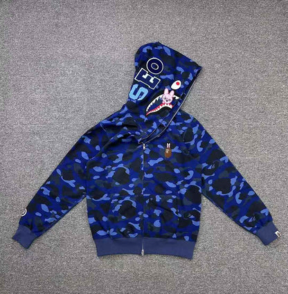 BAPE x Stray Kids Changbin Shark Full Zip Hoodie Navy