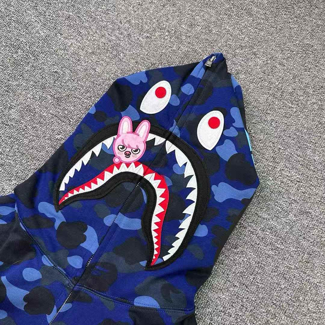 BAPE x Stray Kids Changbin Shark Full Zip Hoodie Navy