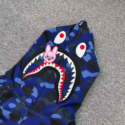 BAPE x Stray Kids Changbin Shark Full Zip Hoodie Navy