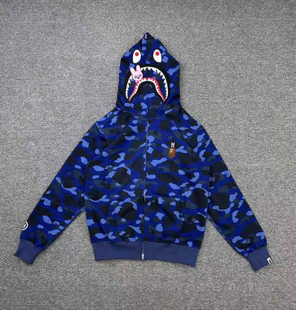 BAPE x Stray Kids Changbin Shark Full Zip Hoodie Navy