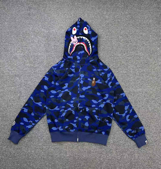 BAPE x Stray Kids Changbin Shark Full Zip Hoodie Navy