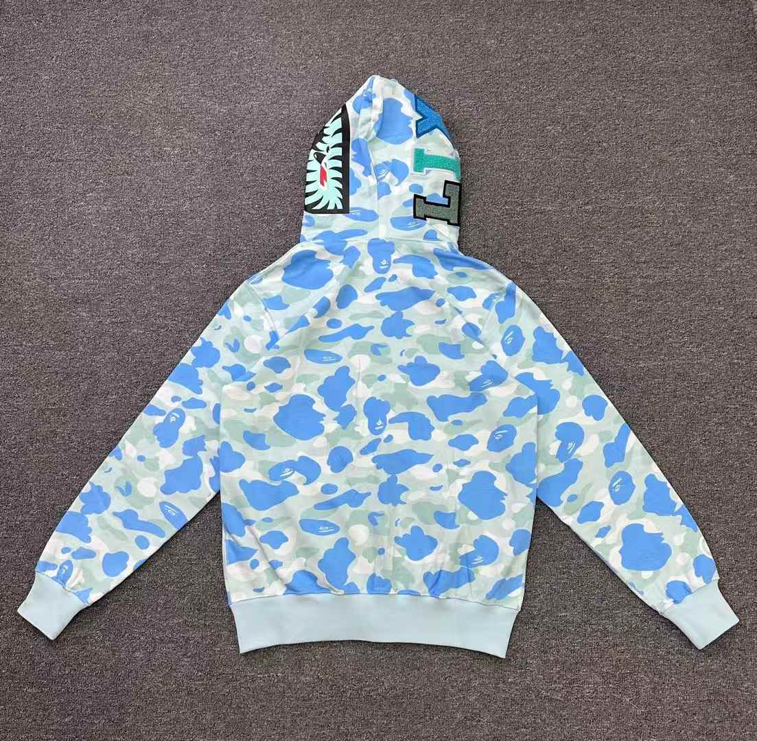 BAPE x Stray Kids Felix Shark Full Zip Hoodie Light Blue