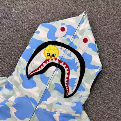 BAPE x Stray Kids Felix Shark Full Zip Hoodie Light Blue