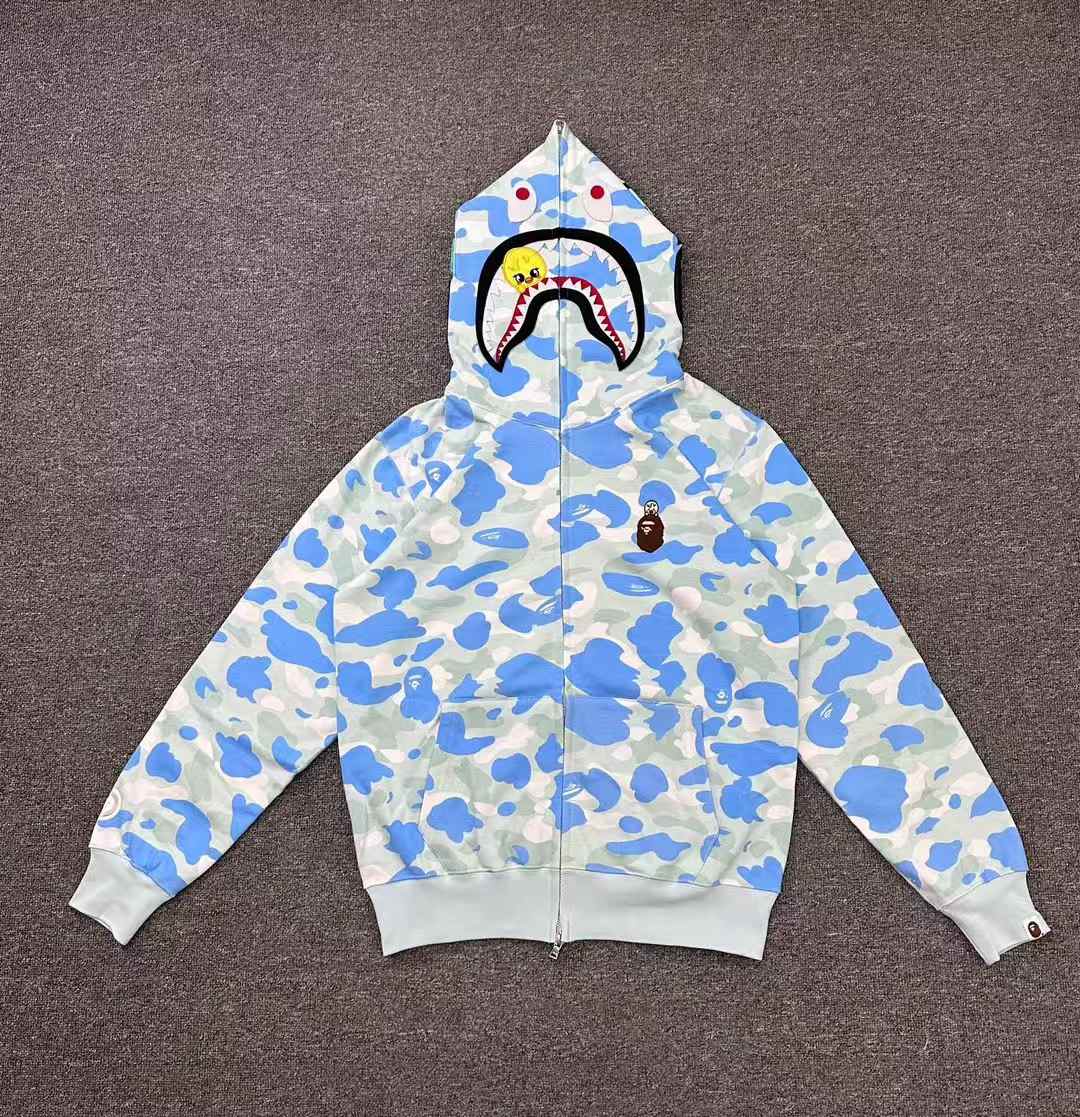 BAPE x Stray Kids Felix Shark Full Zip Hoodie Light Blue