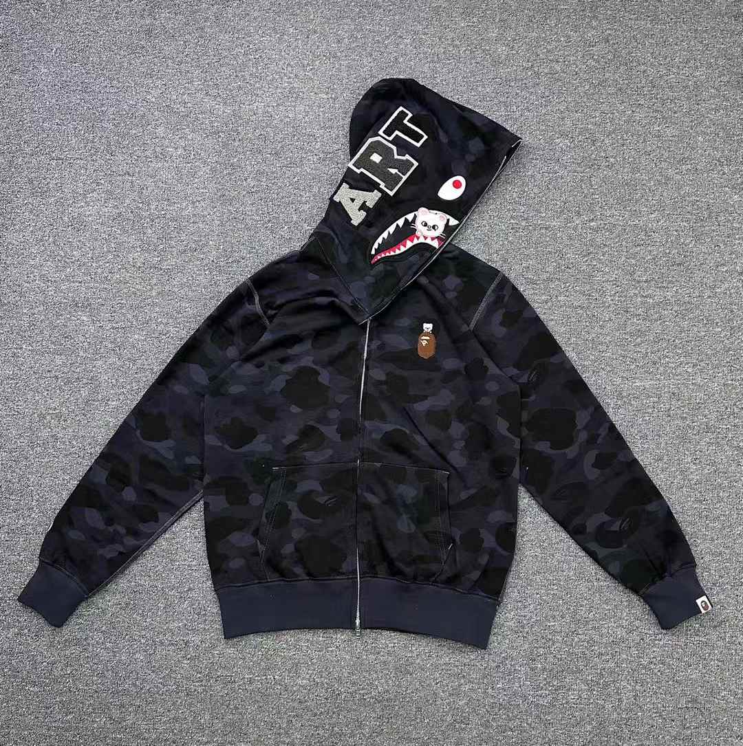BAPE x Stray Kids Hyunjin Shark Full Zip Hoodie Black