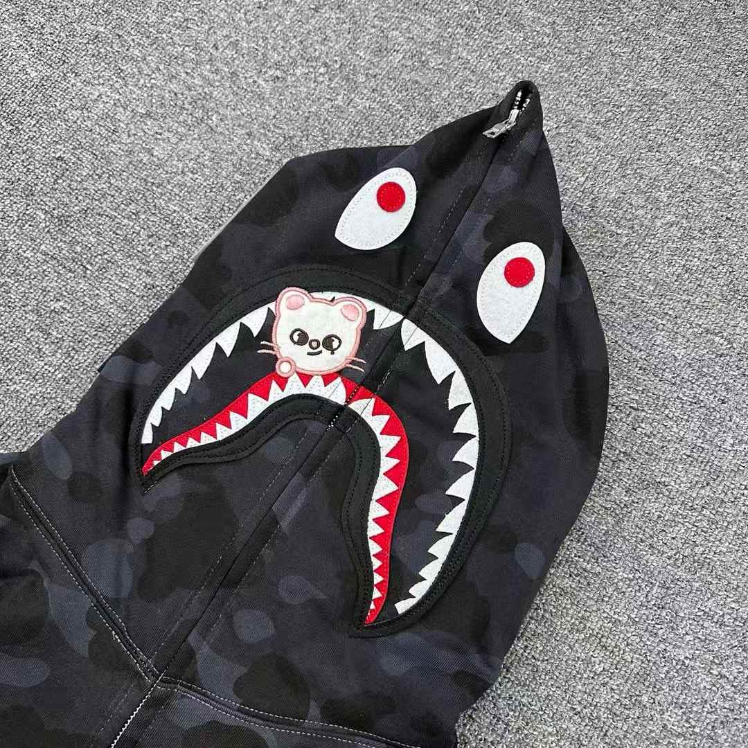 BAPE x Stray Kids Hyunjin Shark Full Zip Hoodie Black
