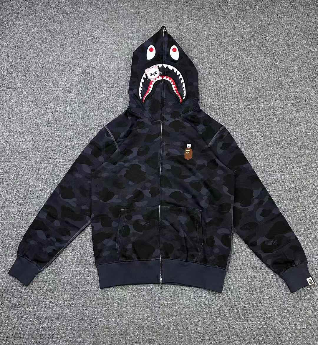 BAPE x Stray Kids Hyunjin Shark Full Zip Hoodie Black