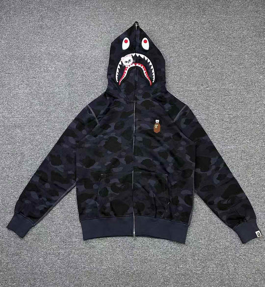 BAPE x Stray Kids Hyunjin Shark Full Zip Hoodie Black