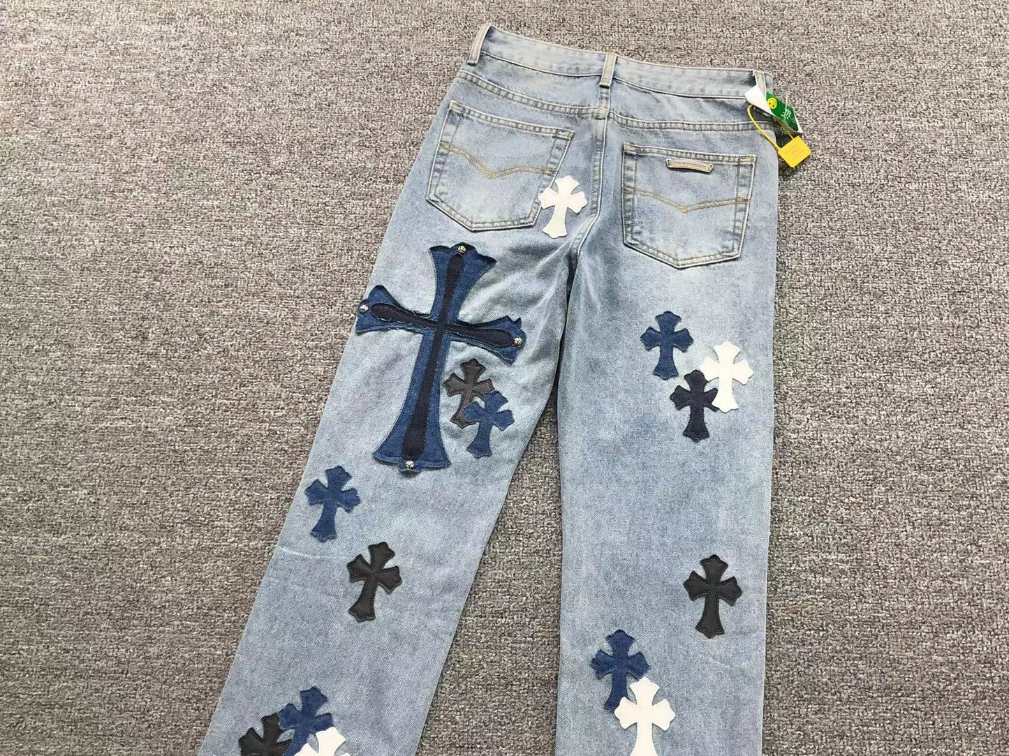 Chrome Hearts Cross Patch Jeans Blue