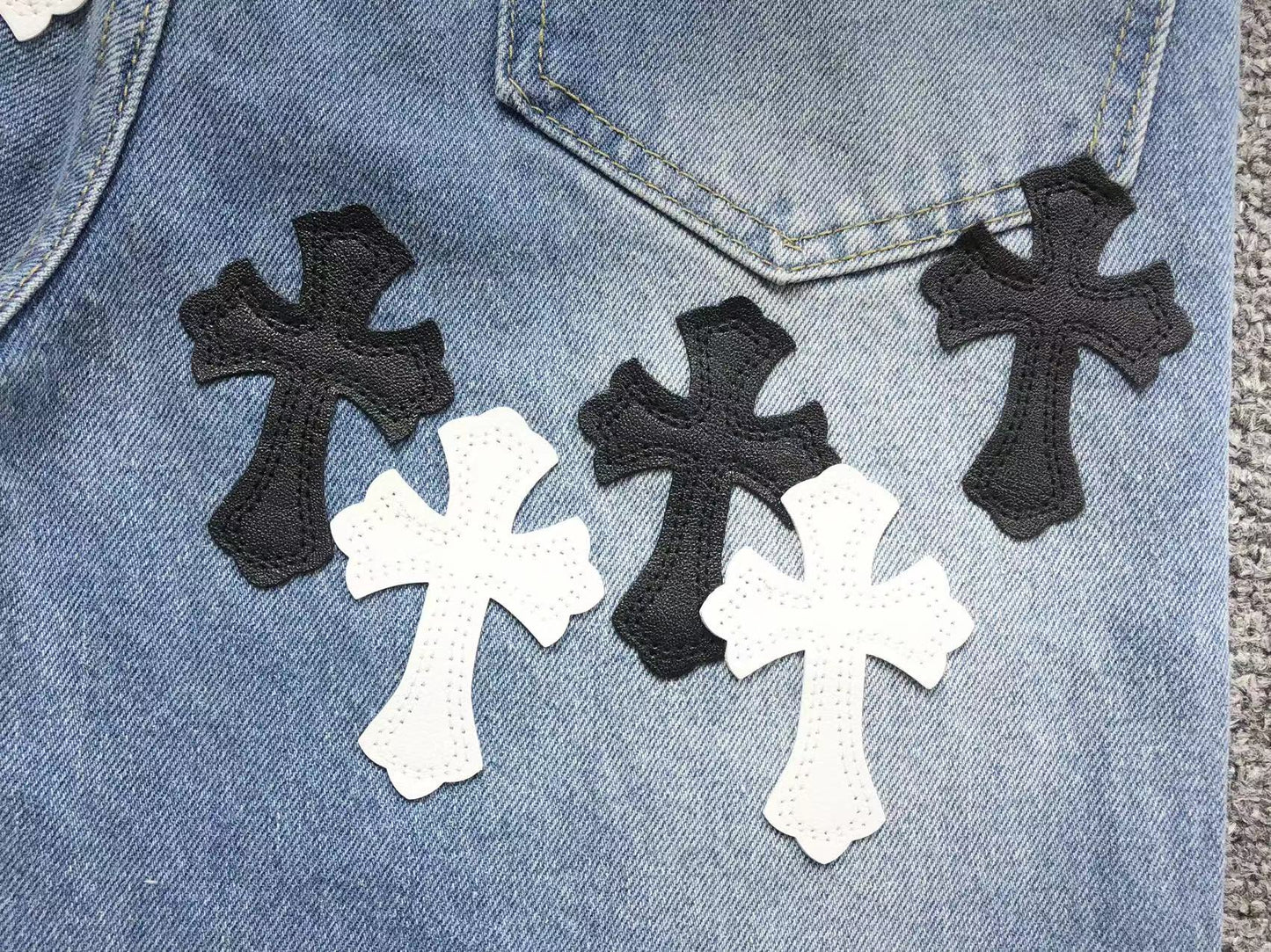 Chrome Hearts Cross Patch Jeans Blue