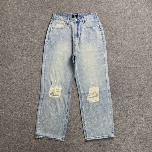 Mixed Emotion ME Rhinestone Jeans Blue