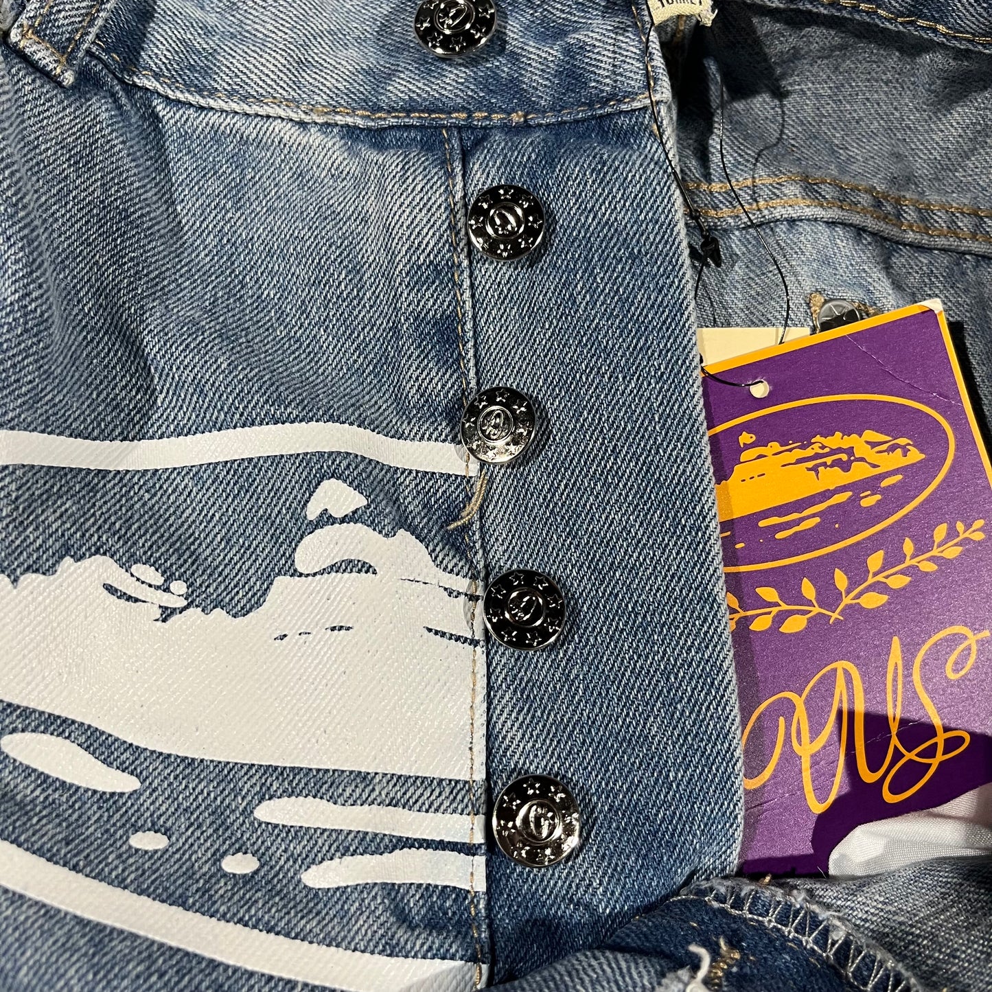 Corteiz Alcatraz Denim Shorts Blue