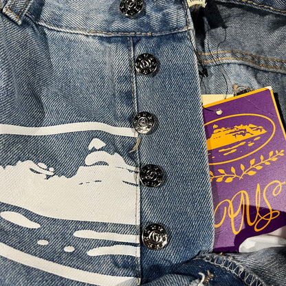 Corteiz Alcatraz Denim Shorts Blue