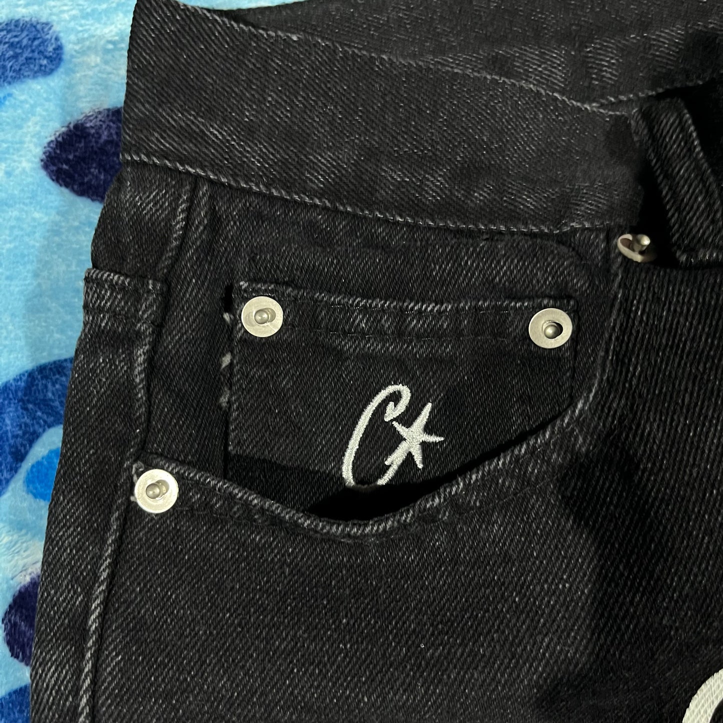 Corteiz Alcatraz Denim Shorts Black