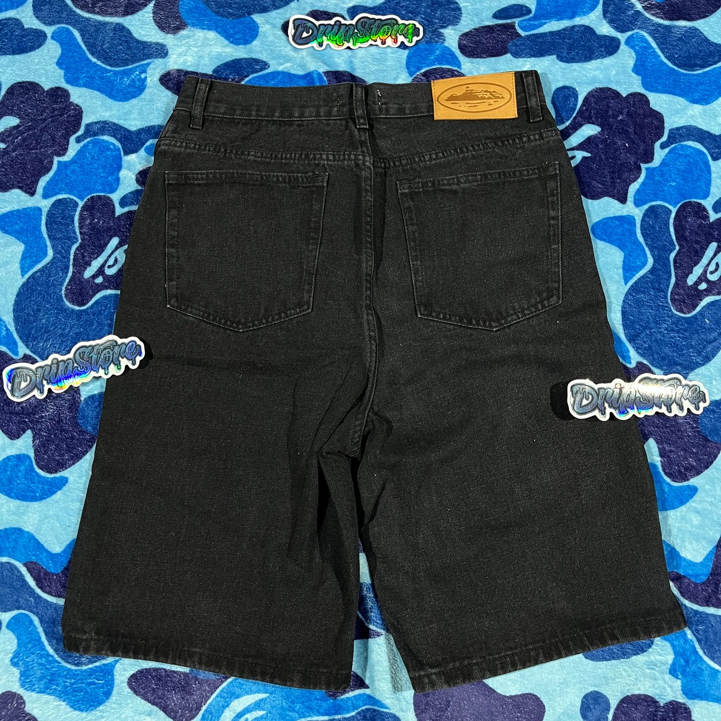 Corteiz Alcatraz Denim Shorts Black