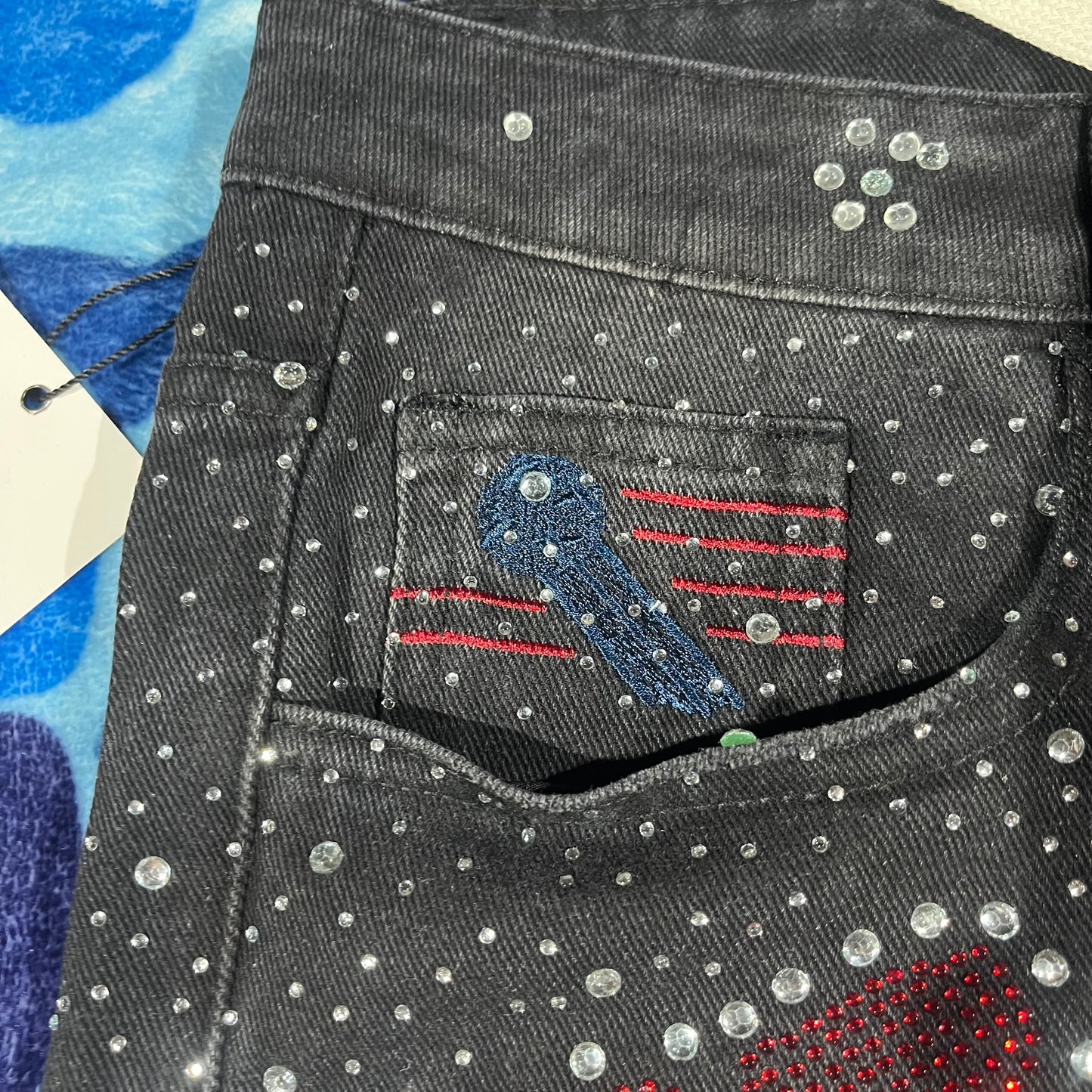 Vale Forever Iced Out Denim Shorts Black