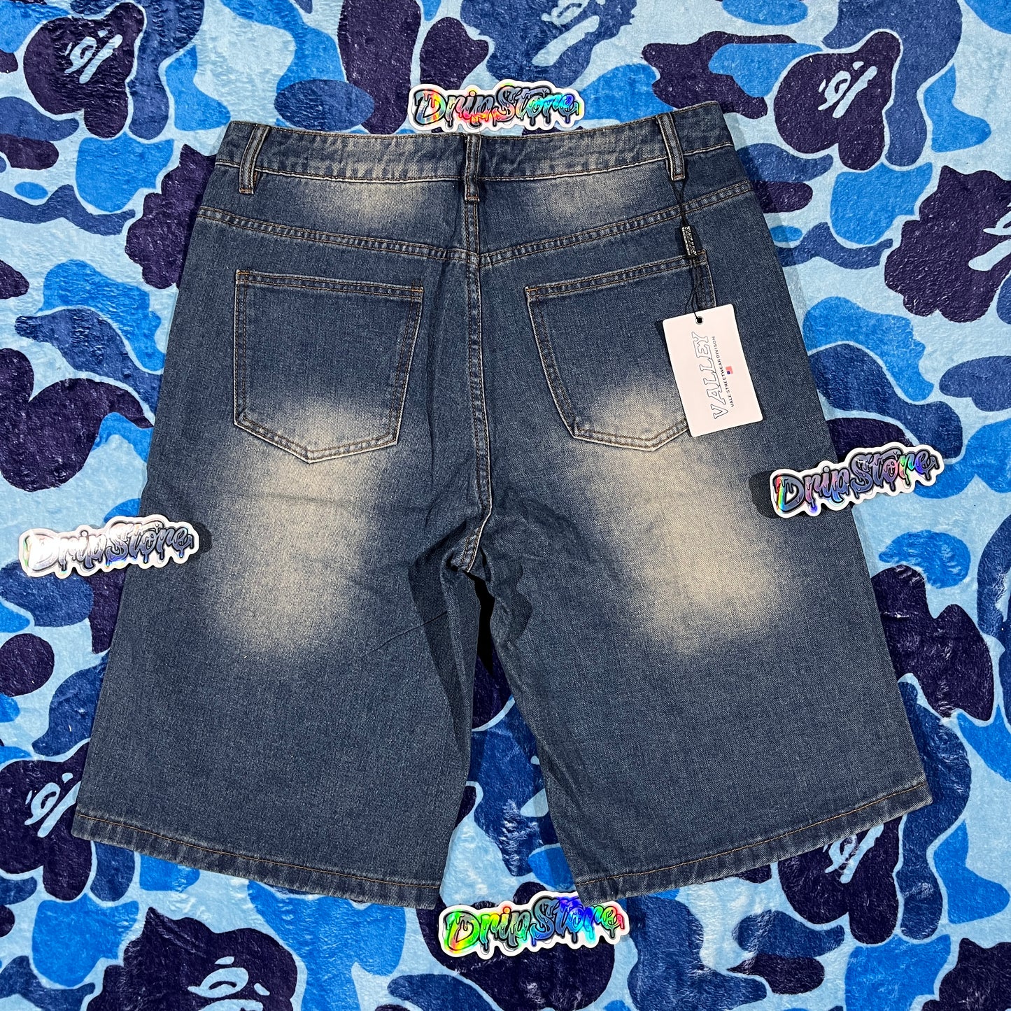 Vale Forever Skittles Patch 1980s Denim Shorts Blue