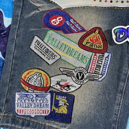 Vale Forever Skittles Patch 1980s Denim Shorts Blue