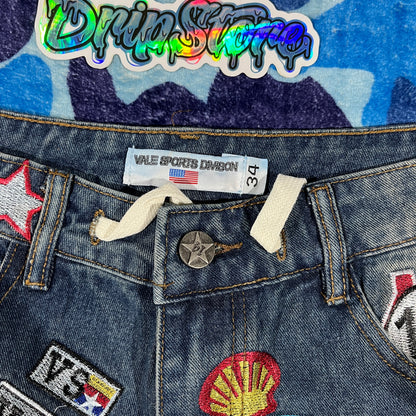 Vale Forever Skittles Patch 1980s Denim Shorts Blue