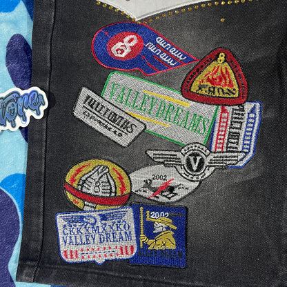 Vale Forever Skittles Patch 1980s Denim Shorts Black