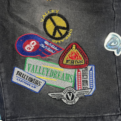 Vale Forever Skittles Patch 1980s Denim Shorts Black