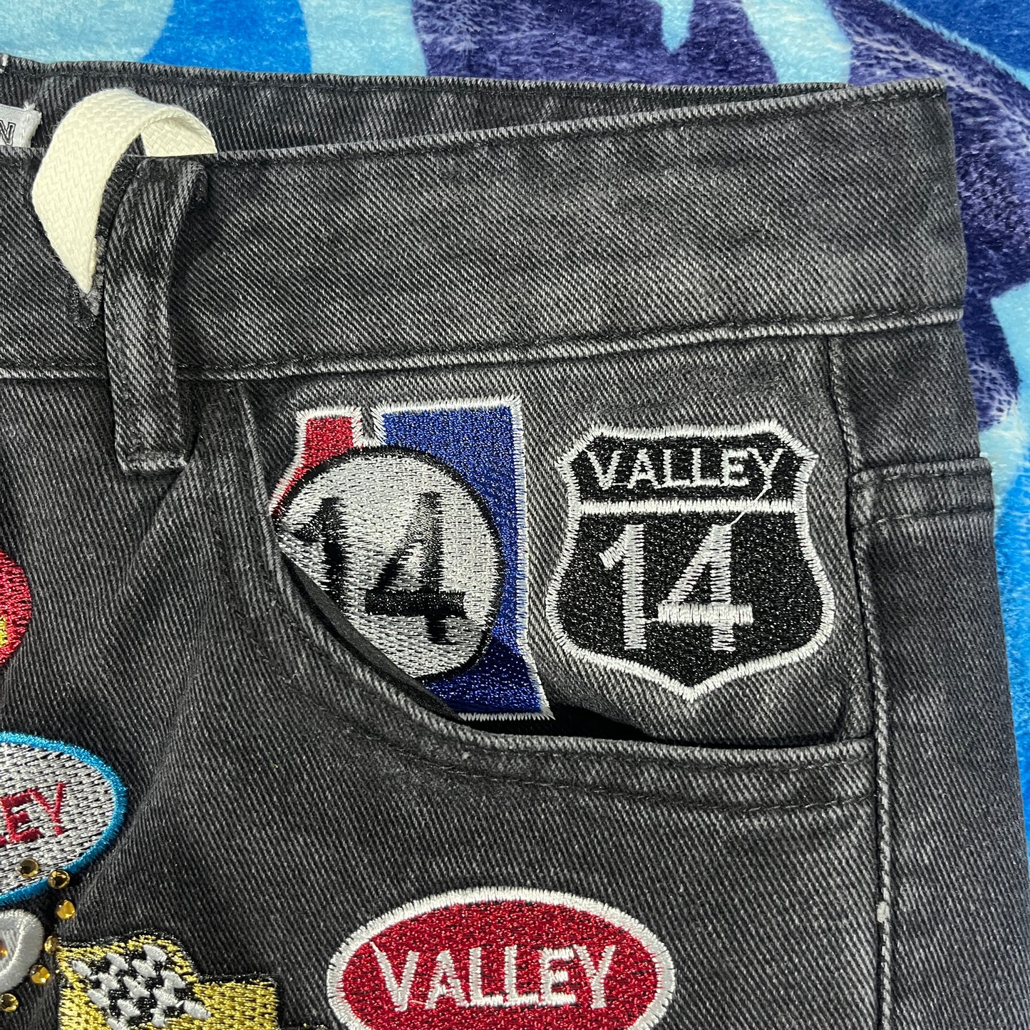 Vale Forever Skittles Patch 1980s Denim Shorts Black