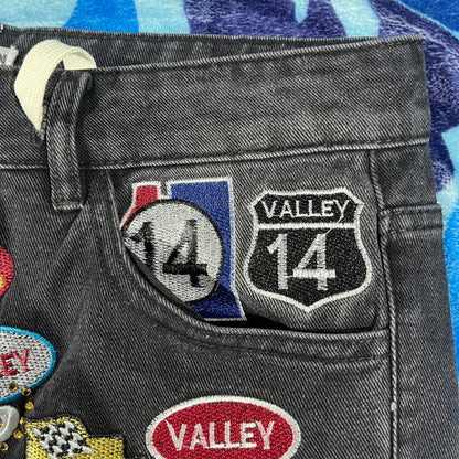 Vale Forever Skittles Patch 1980s Denim Shorts Black