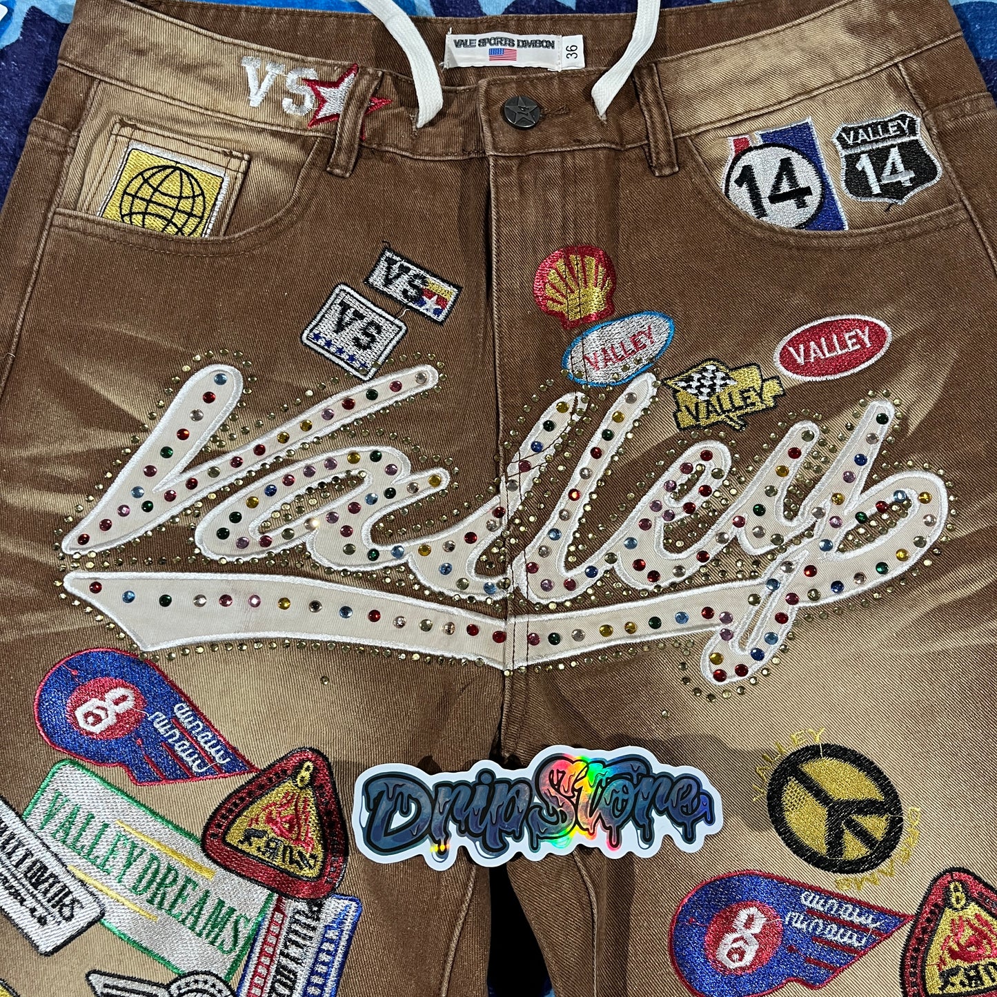 Vale Forever Skittles Patch 1980s Denim Shorts Brown