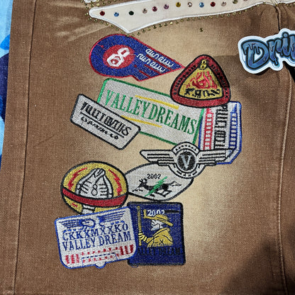 Vale Forever Skittles Patch 1980s Denim Shorts Brown