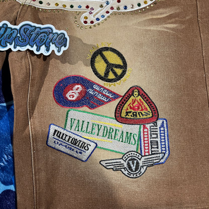 Vale Forever Skittles Patch 1980s Denim Shorts Brown