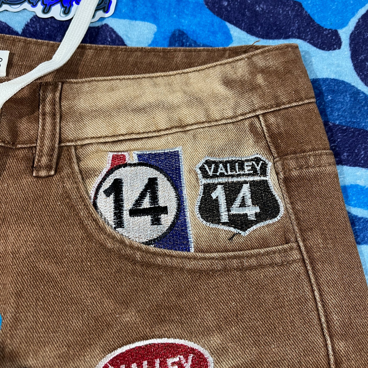 Vale Forever Skittles Patch 1980s Denim Shorts Brown