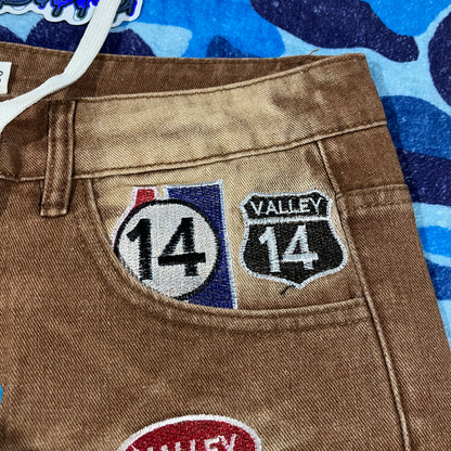 Vale Forever Skittles Patch 1980s Denim Shorts Brown